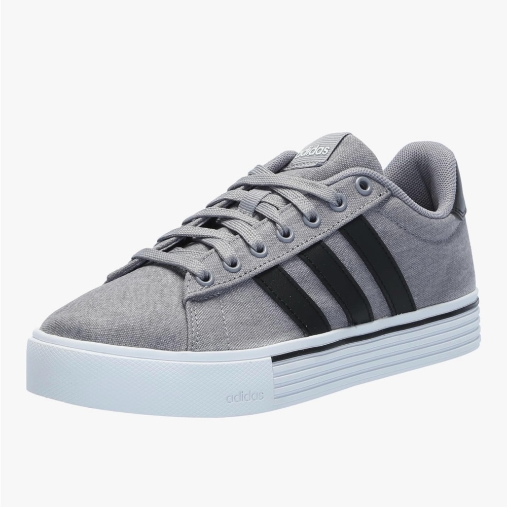 Adidas Men's Gray Sneakers with Black Stripes